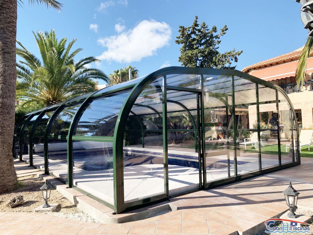 Proyecto realizado de Cubierta Piscina alta fija verde Proyecto realizado de Cubierta Piscina alta fija verde